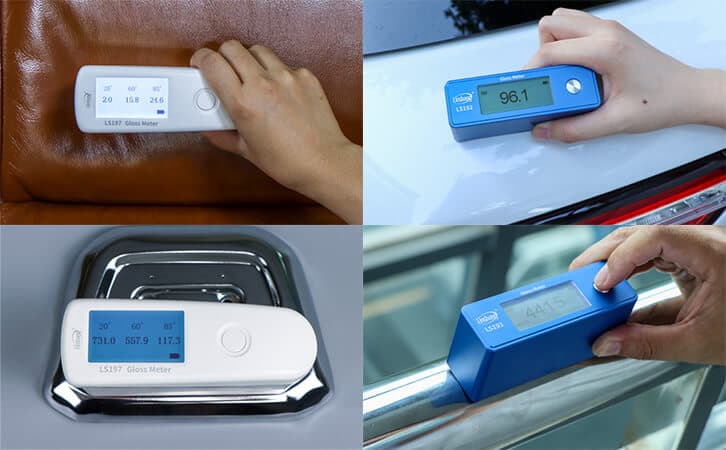 Gloss meter being used on wall surface